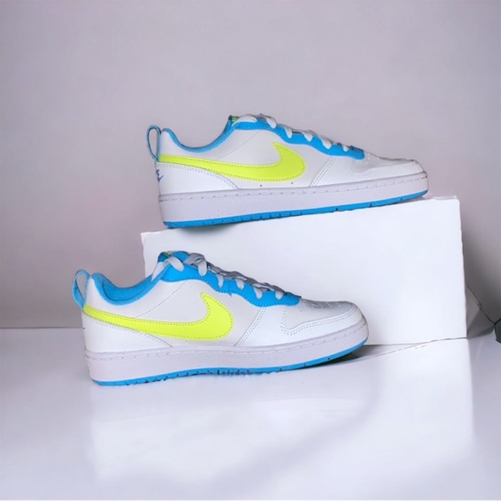NIKE COURT BOROUGH LOW 2 GS 'WHITE BALTIC BLUE VOLT' Youth 7